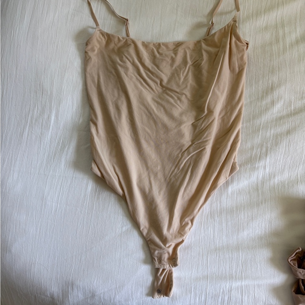 SKIMS Tan Bodysuit One Piece with Spaghetti Straps